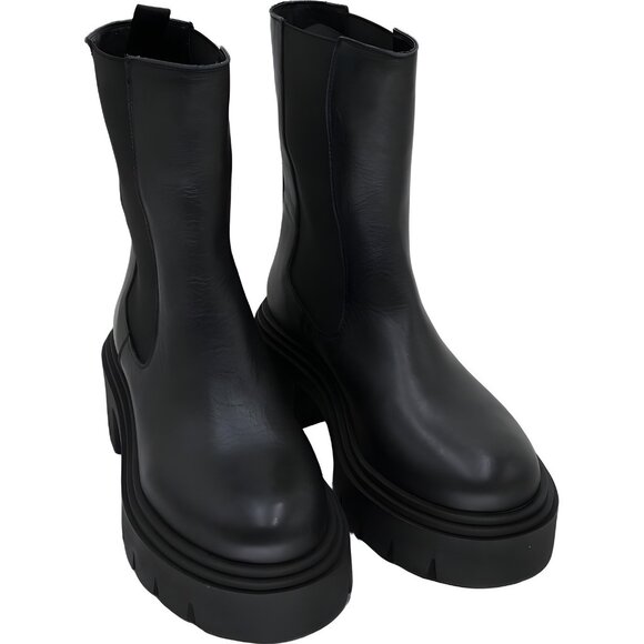 Aqua Shoes ROWEN Block Heel Chelsea Boots Black US 9.5M - Picture 1 of 6